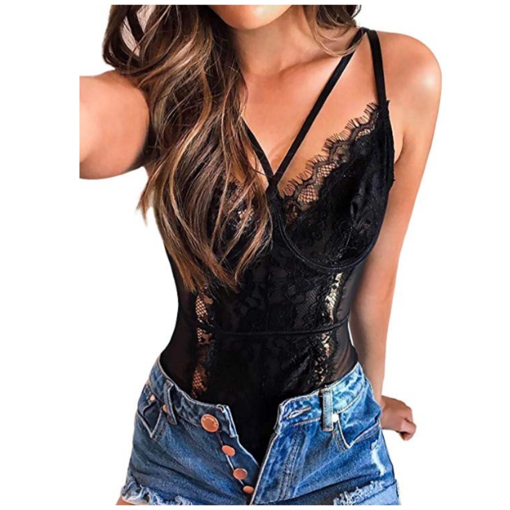 Sexy Eyelash Lace Bodysuit Naughty Teddy Lingerie